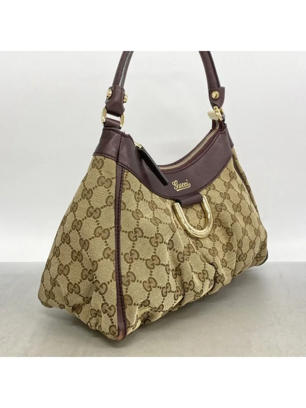 Gucci Handbag GG Canvas Abbey Beige Bordeaux Champagne Gold